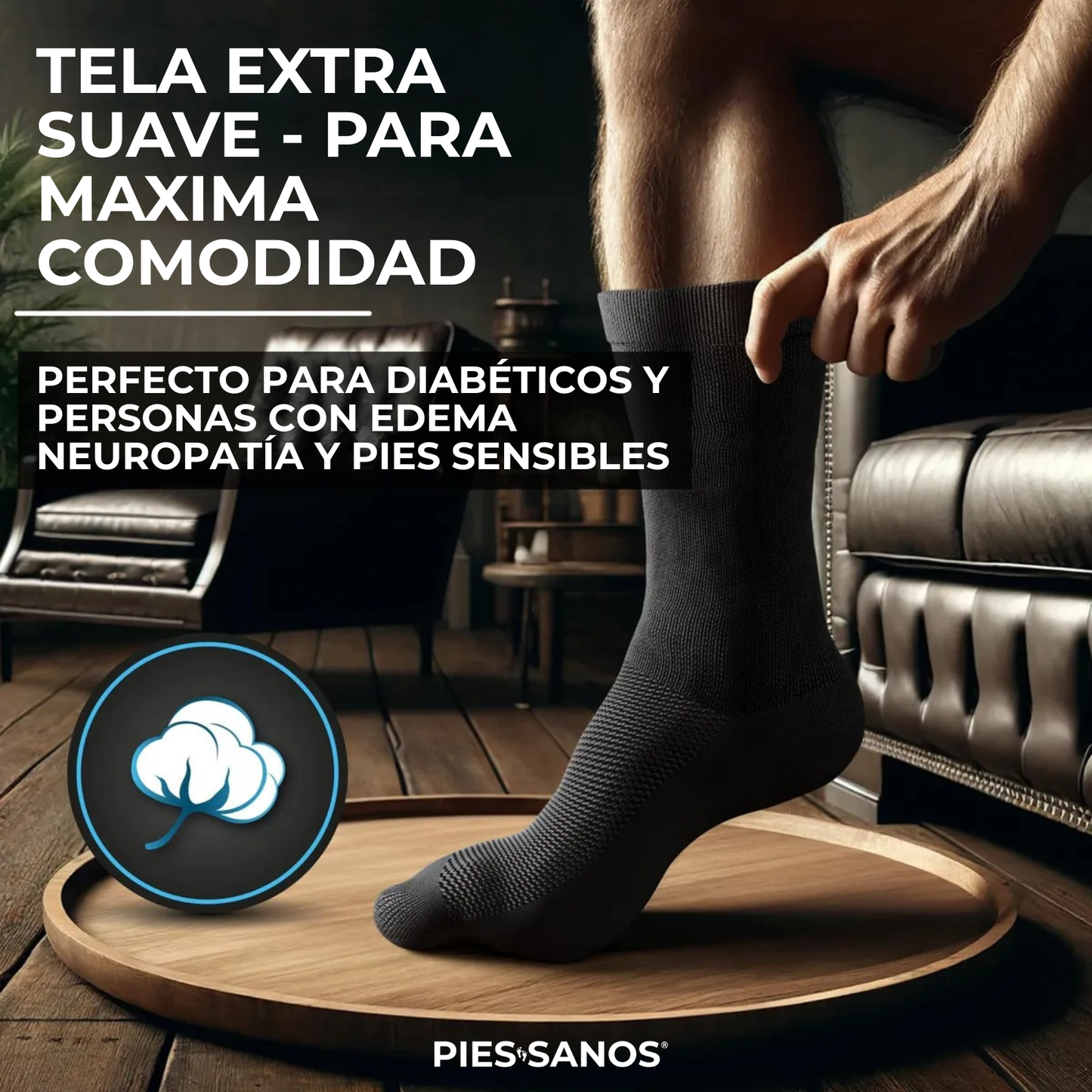 CALCETINES ESPECIALES PARA DIABETICOS SIN COSTURA, NO APRIETAN NI DEJAN MARCAS - PIES SANOS® PACK 12 PARES