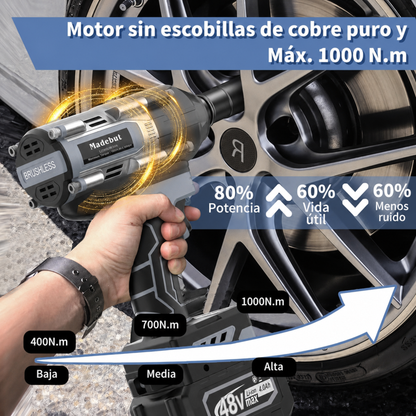 LLAVE DE IMPACTO MADEBUT™ 1.000Nm | INCLUYE 2 BATERÍAS DE REGALO 🎁