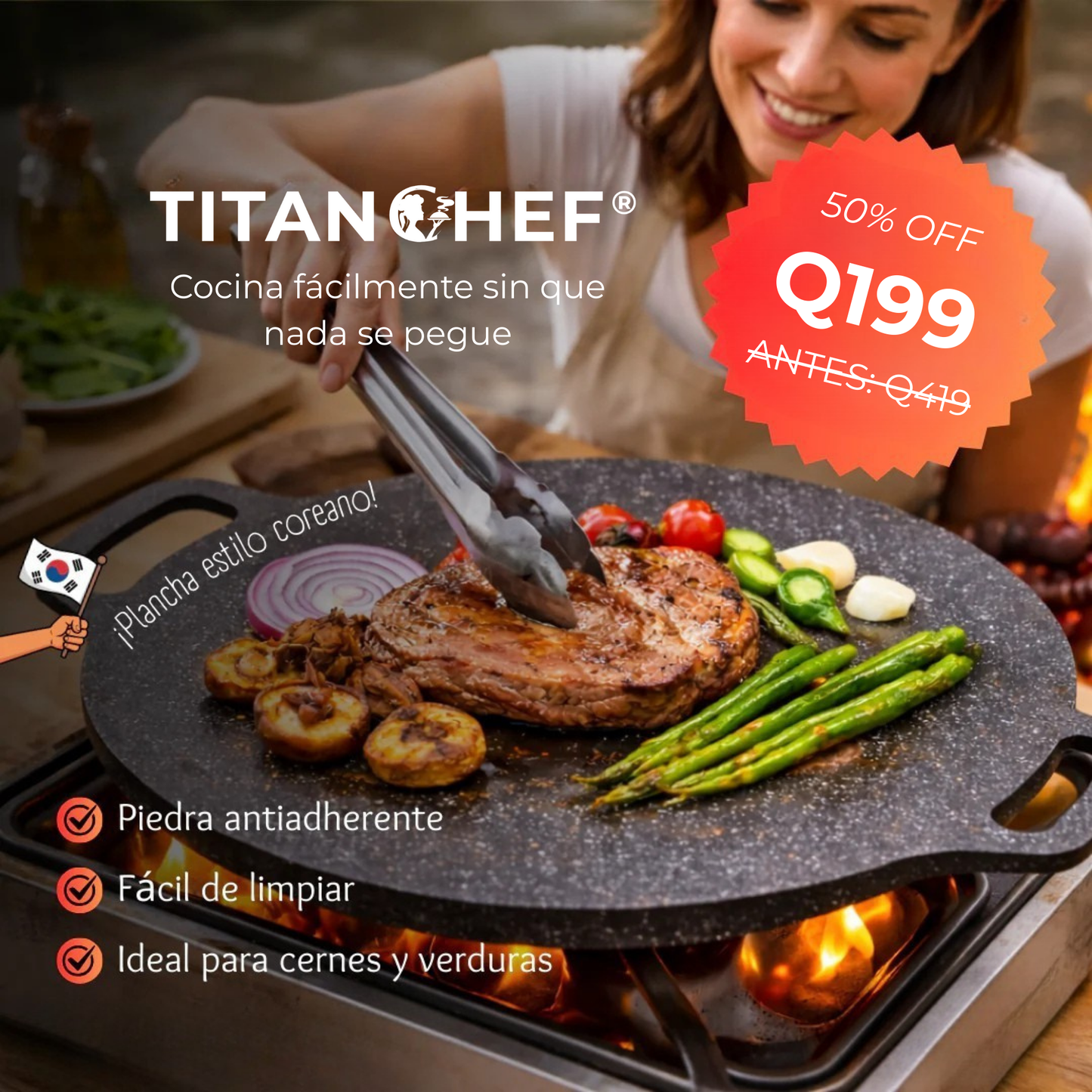 Plancha Antiadherente Titan Chef® - Cocina sanamente