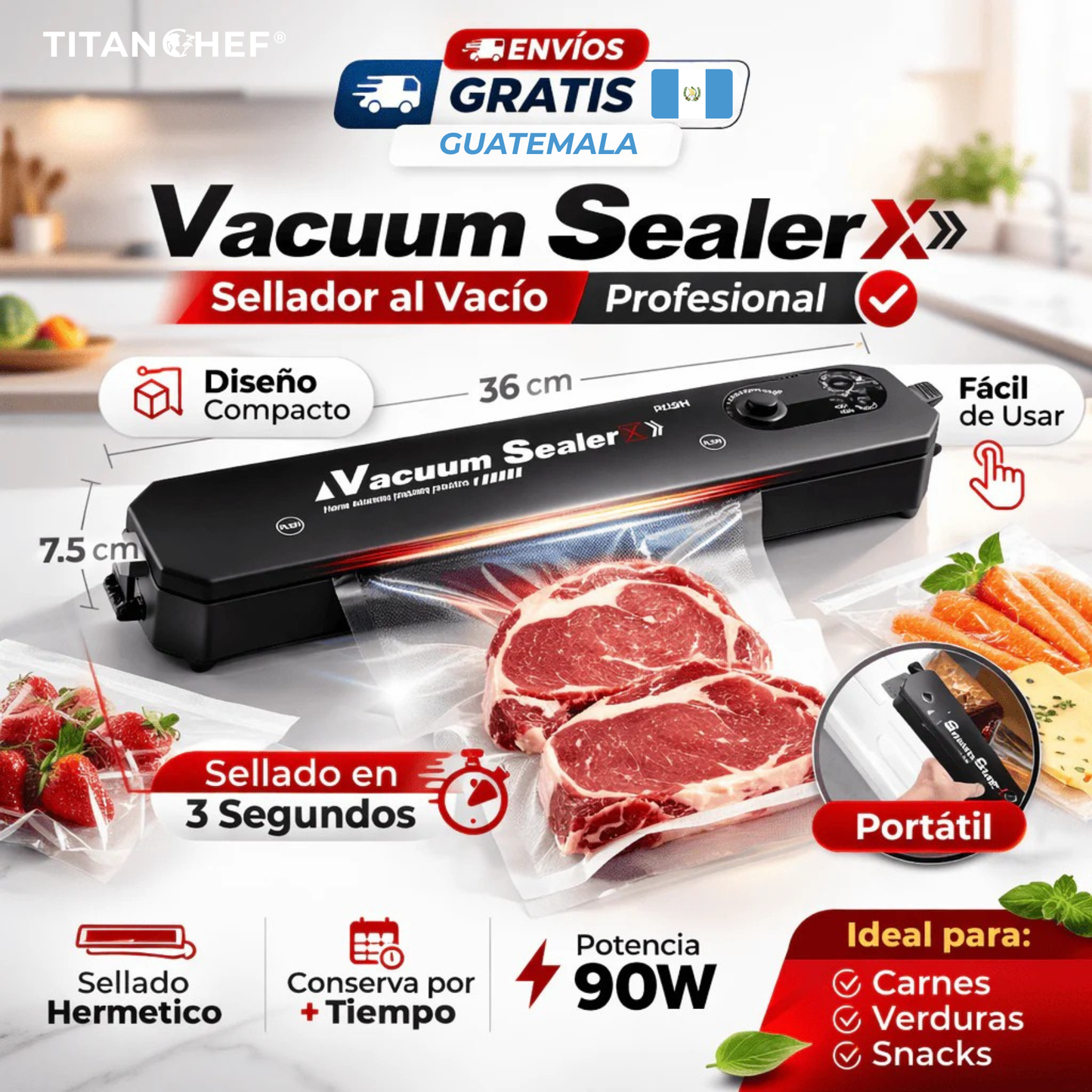 Selladora al Vacío - Titan Chef® Sella, conserva, disfruta
