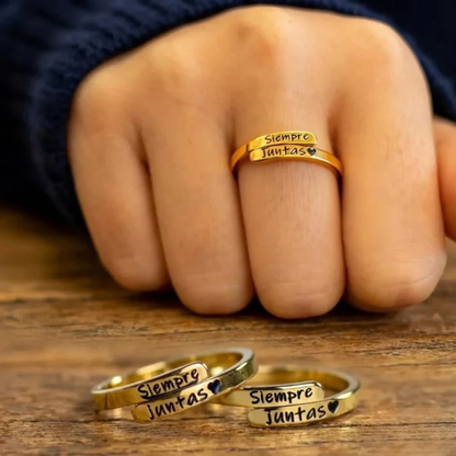 Anillo Conexión Eterna “Siempre Juntas” Chapado Oro 18K