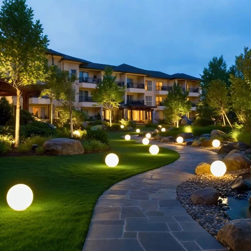 Luz esférica para jardín