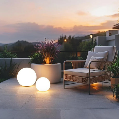 Luz esférica para jardín
