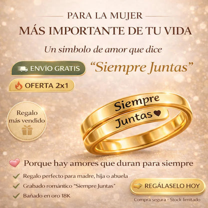 Anillo Conexión Eterna “Siempre Juntas” Chapado Oro 18K