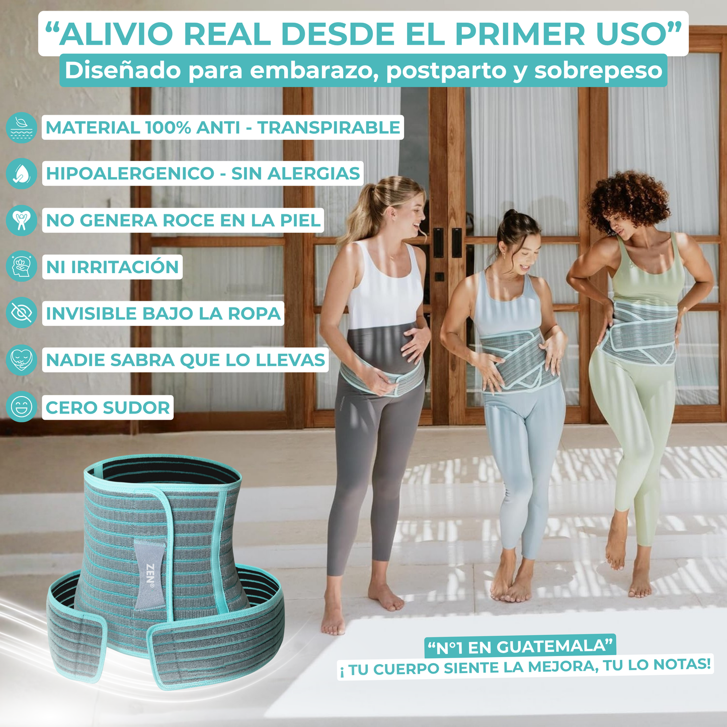 ZenWrap® Invisible 3 en 1 | Embarazo, sobrepeso y postparto